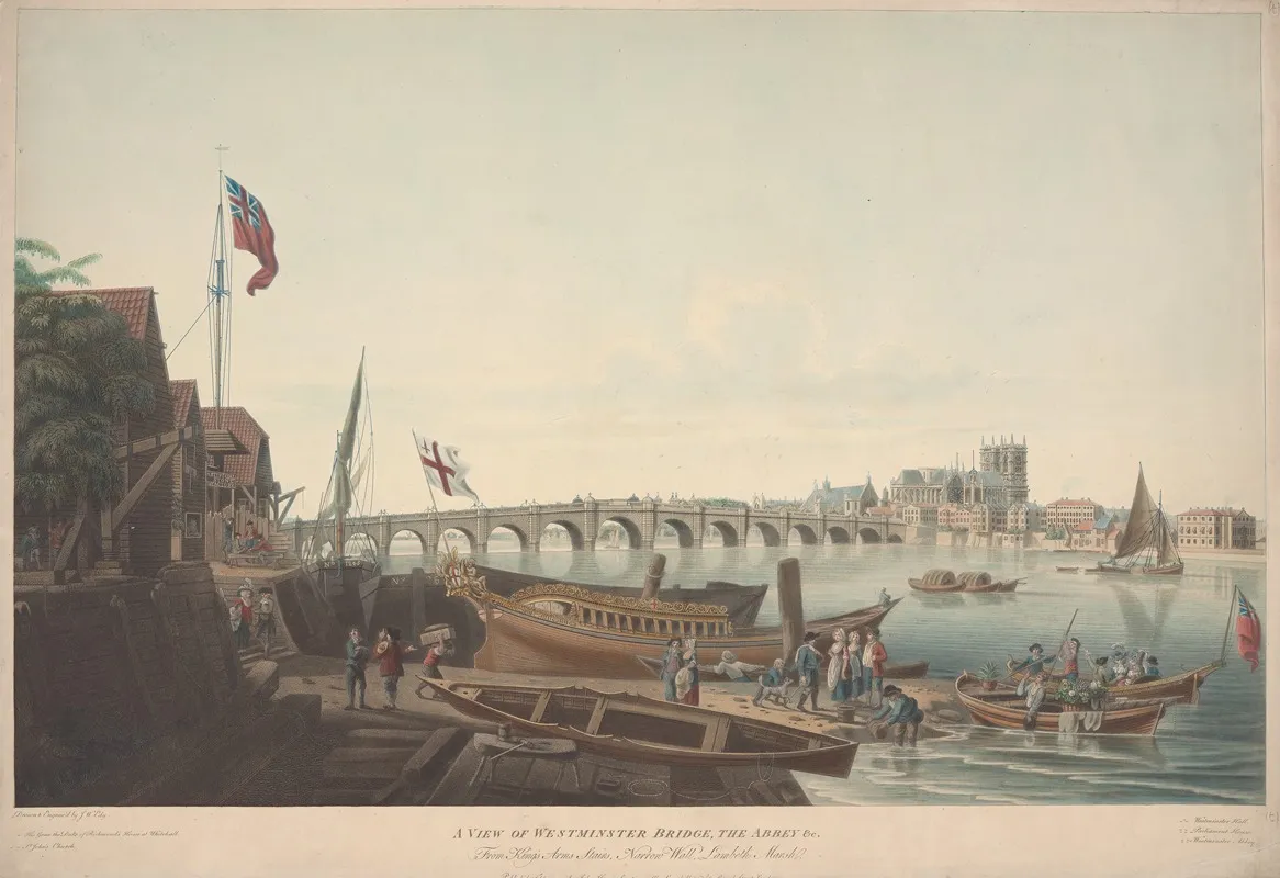 A View Of Westminster Bridge The Abbey And Church Wall Art by John William Edye - High-Resolution Digital Print