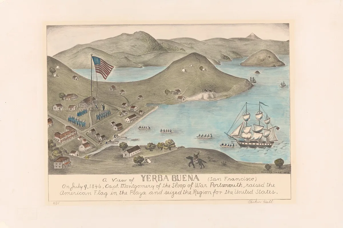 A View Of Yerba Buena San Francisco On July 9 1846 Wall Art by Parker Hall - High-Resolution Digital Print