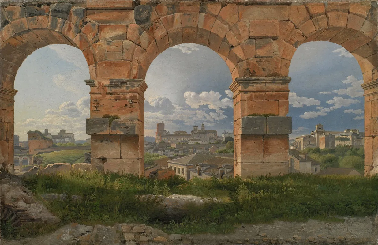 A View Through Three Arches Of The Third Storey Of The Colosseum Wall Art by Christoffer Wilhelm Eckersberg - High-Resolution Digital Print
