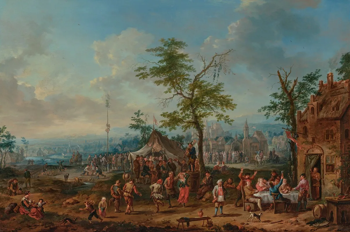 A Village Festival With Figures Dancing And Playing Games A Wedding Ceremony Beyond Wall Art by Jan Peter Van Bredael the Elder - High-Resolution Digital Print