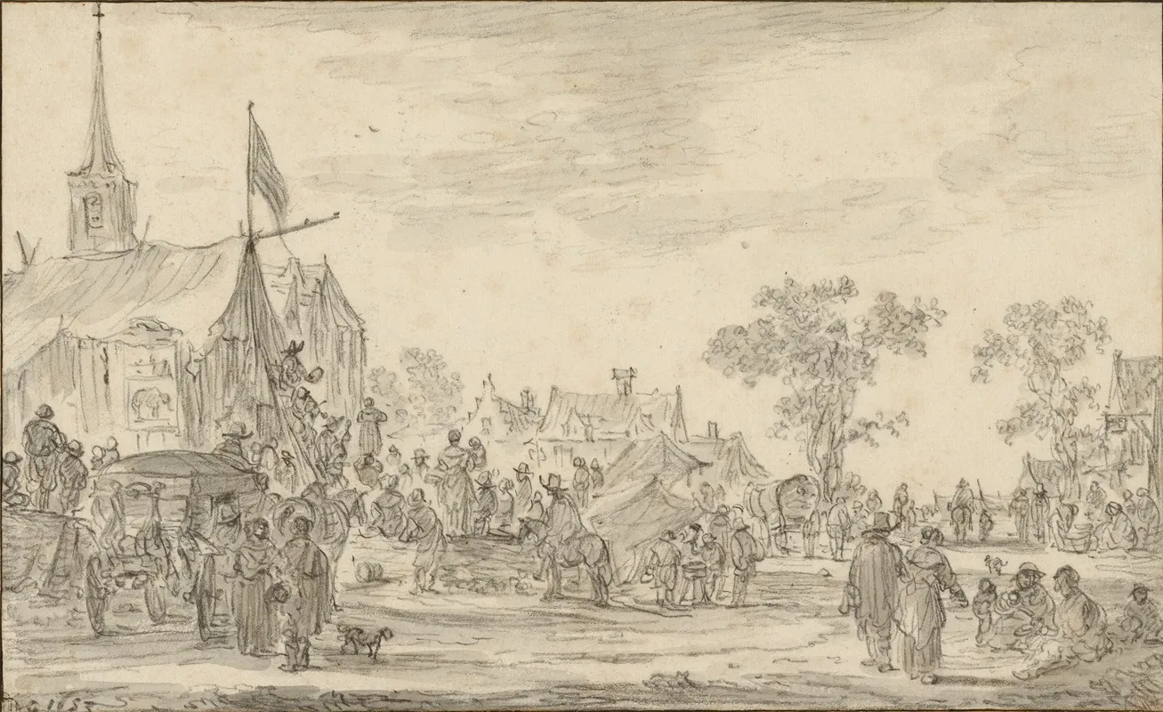 A Village Festival With Musicians Playing Outside A Tent