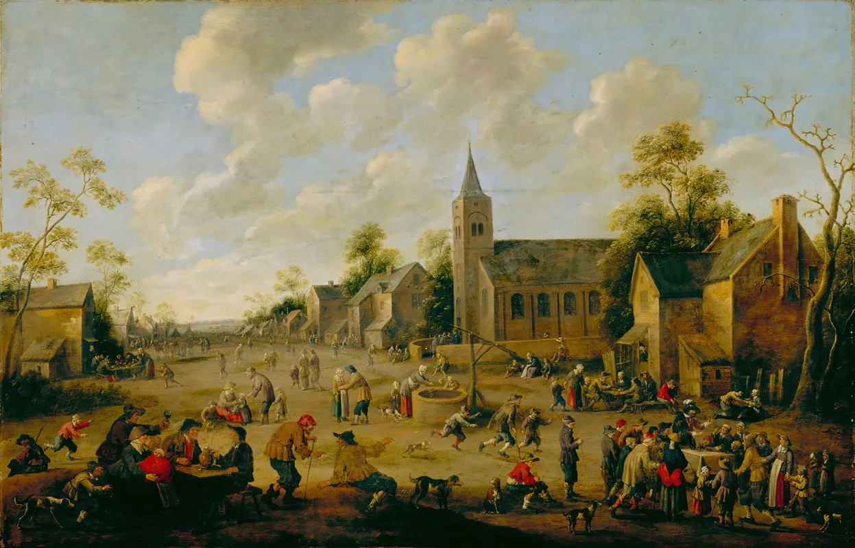 A Village Festival Wall Art by Joost Cornelisz Droochsloot - High-Resolution Digital Print