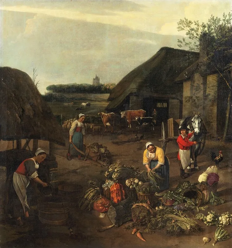 A Village Scene With Peasants At Work Wall Art by Jan Siberechts - High-Resolution Digital Print