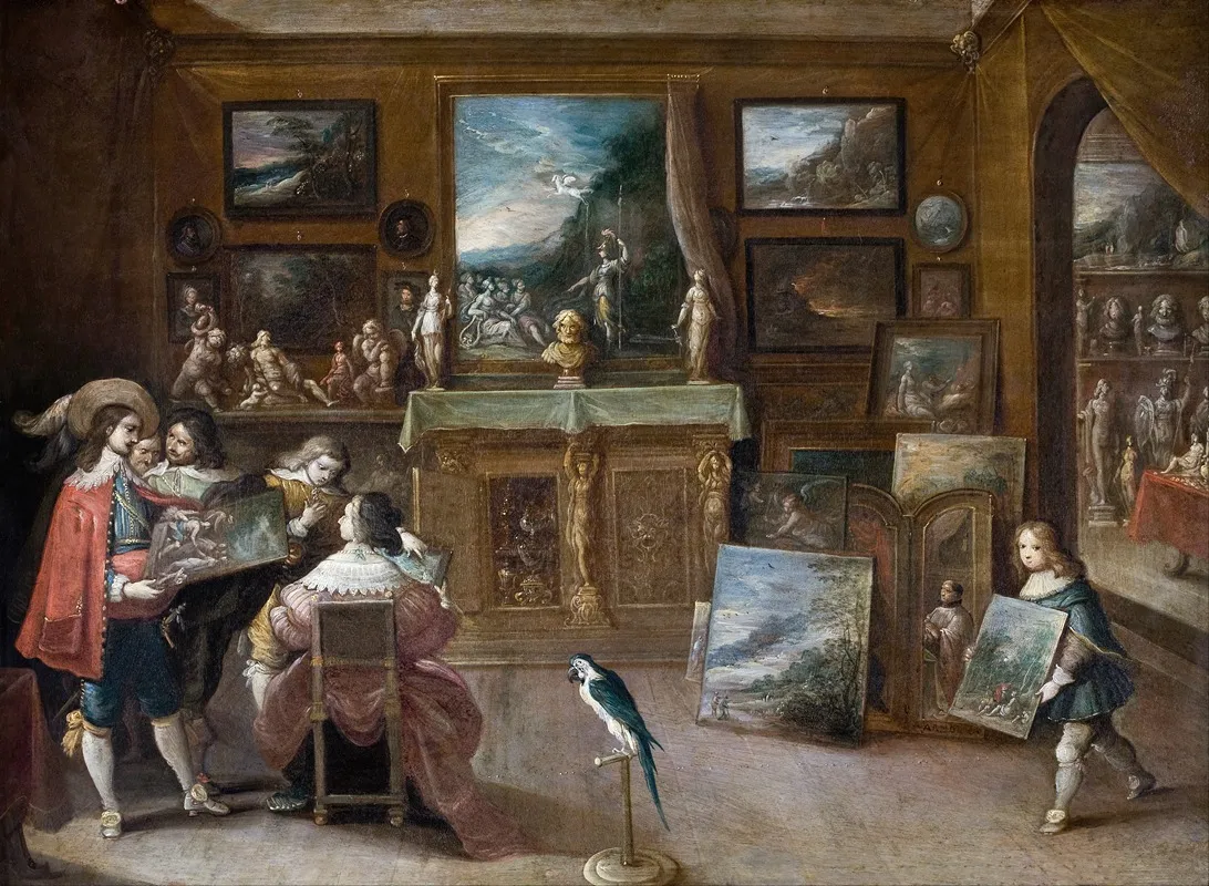 A Visit To The Art Dealer Wall Art by Frans Francken the Younger - High-Resolution Digital Print