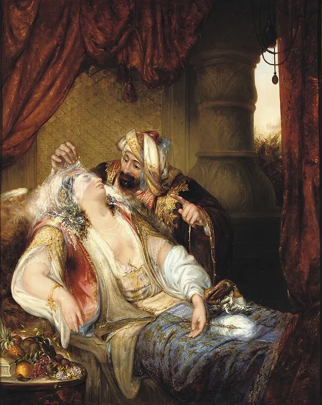 A Visitor In The Harem Wall Art by Julius Victor Berger - High-Resolution Digital Print