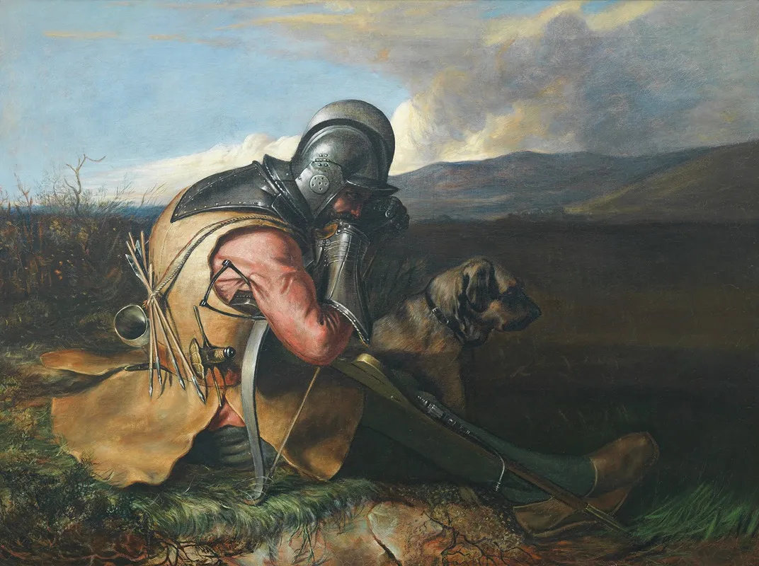 A Warrior With His Dog In An Extensive Landscape Wall Art by William Borthwick Johnstone - High-Resolution Digital Print