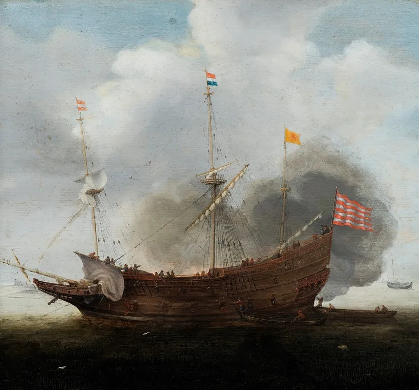 A Warship Wall Art by Hendrik Cornelisz. Vroom - High-Resolution Digital Print