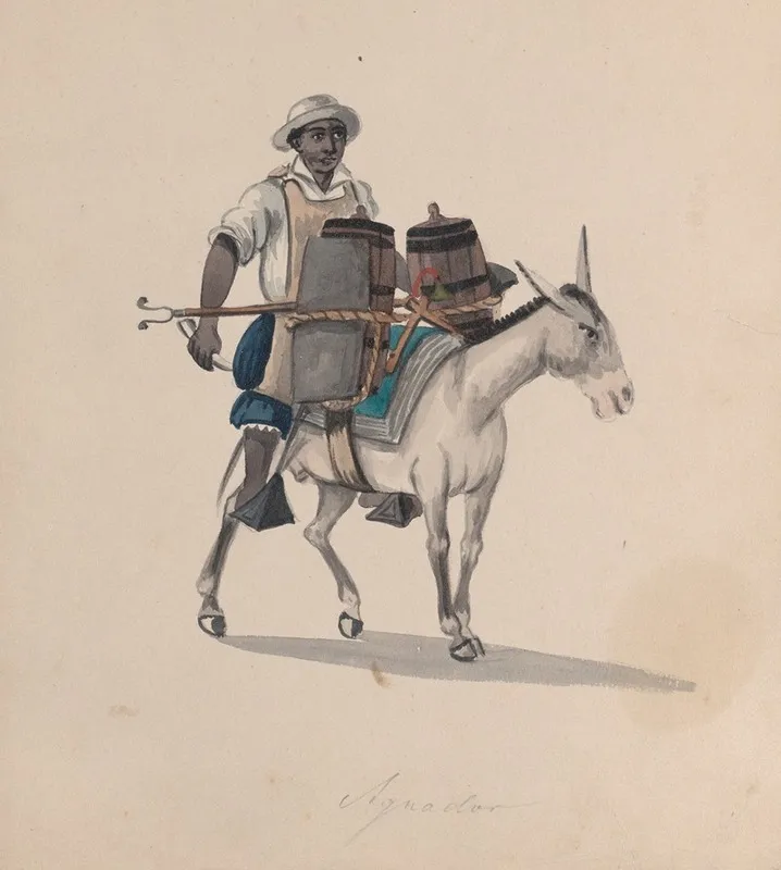 A Watercarrier Riding A Donkey Wall Art by Francisco Fierro - High-Resolution Digital Print