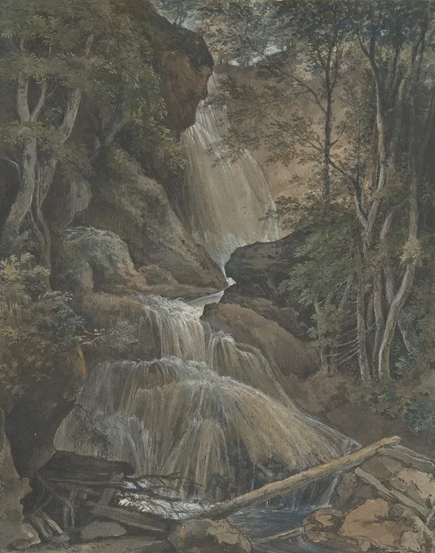 A Waterfall In A Forest At Langhennersdorf