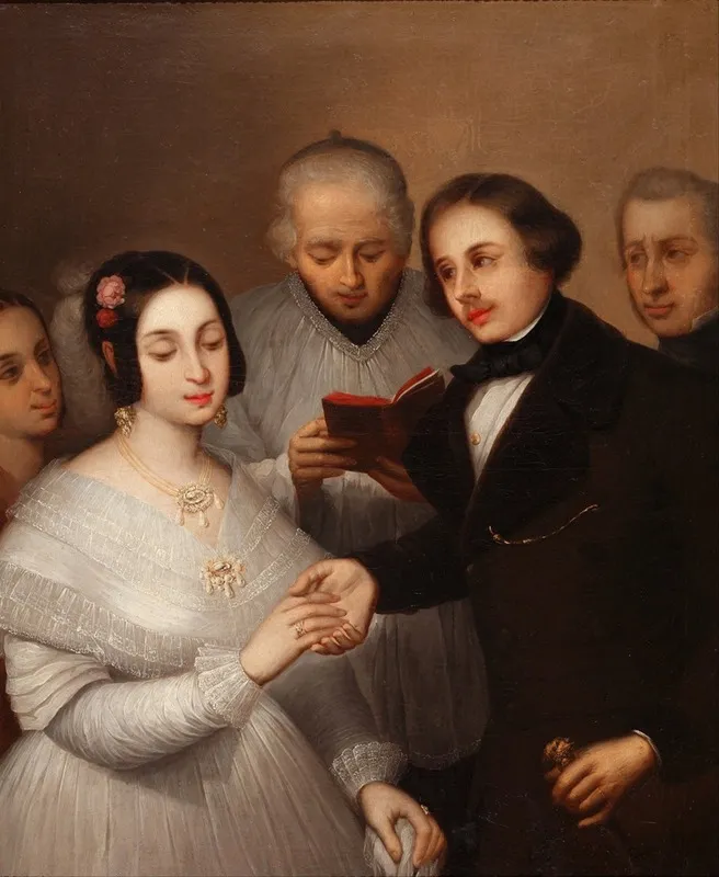 A Wedding In 1830 Wall Art by José Gutiérrez de la Vega   - High-Resolution Digital Print