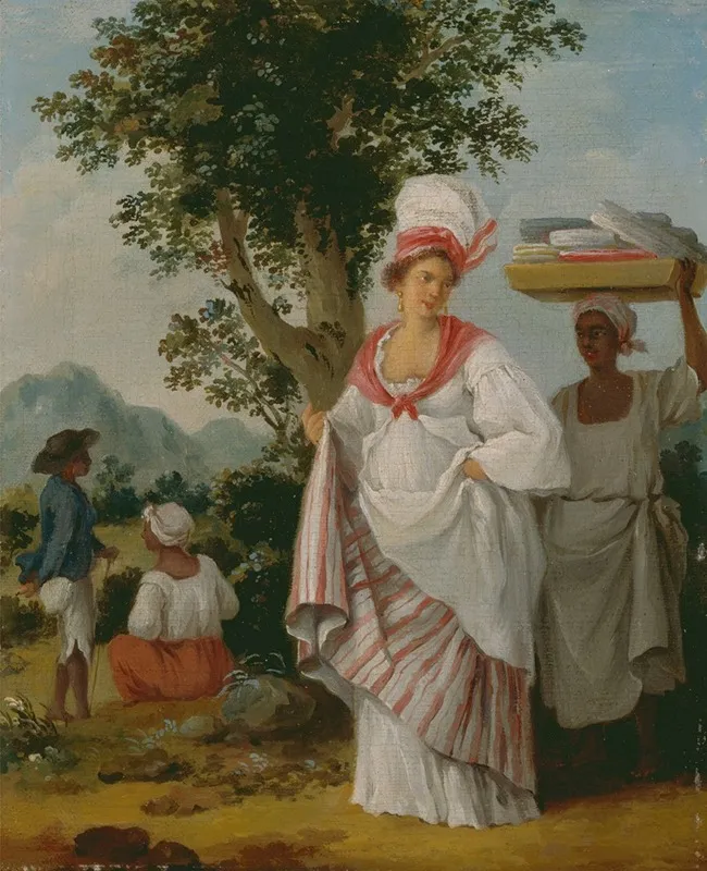 A West Indian Creole Woman Attended By Her Black Servant