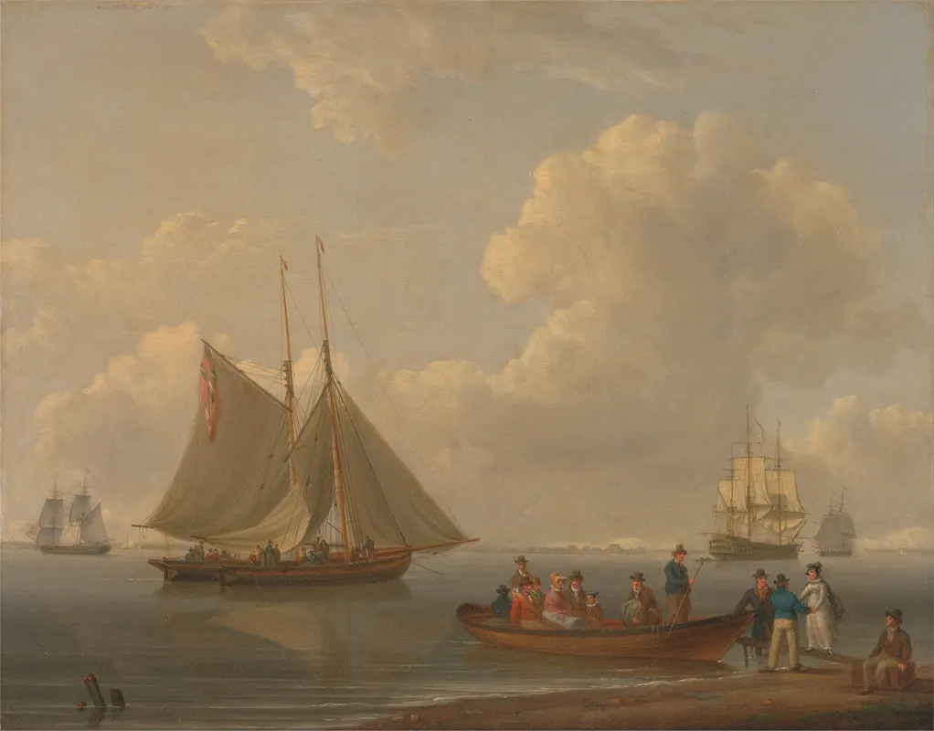 A Wherry Taking Passengers Out To Two Anchored Packets