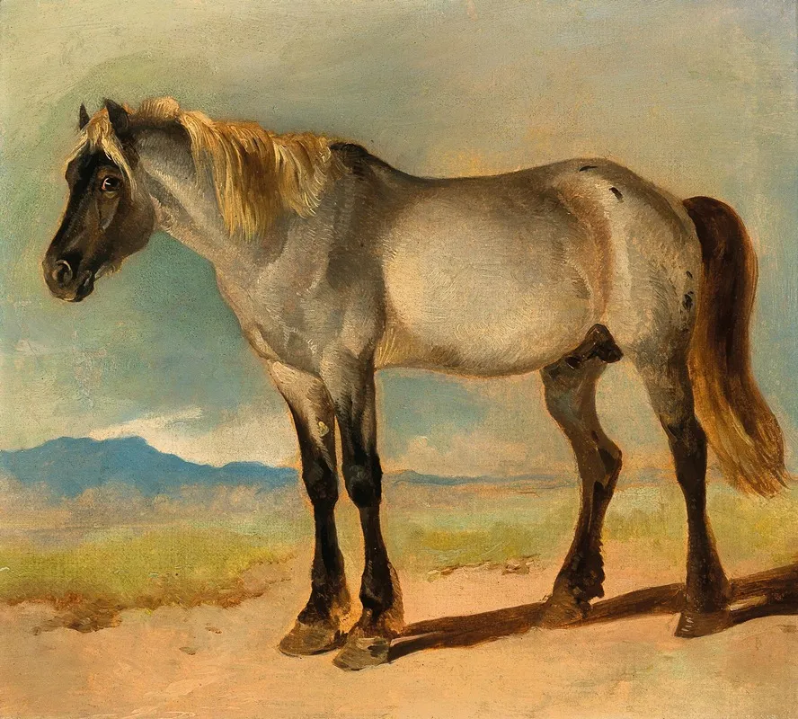 A White Horse With A Black Head Wall Art by Friedrich Gauermann - High-Resolution Digital Print