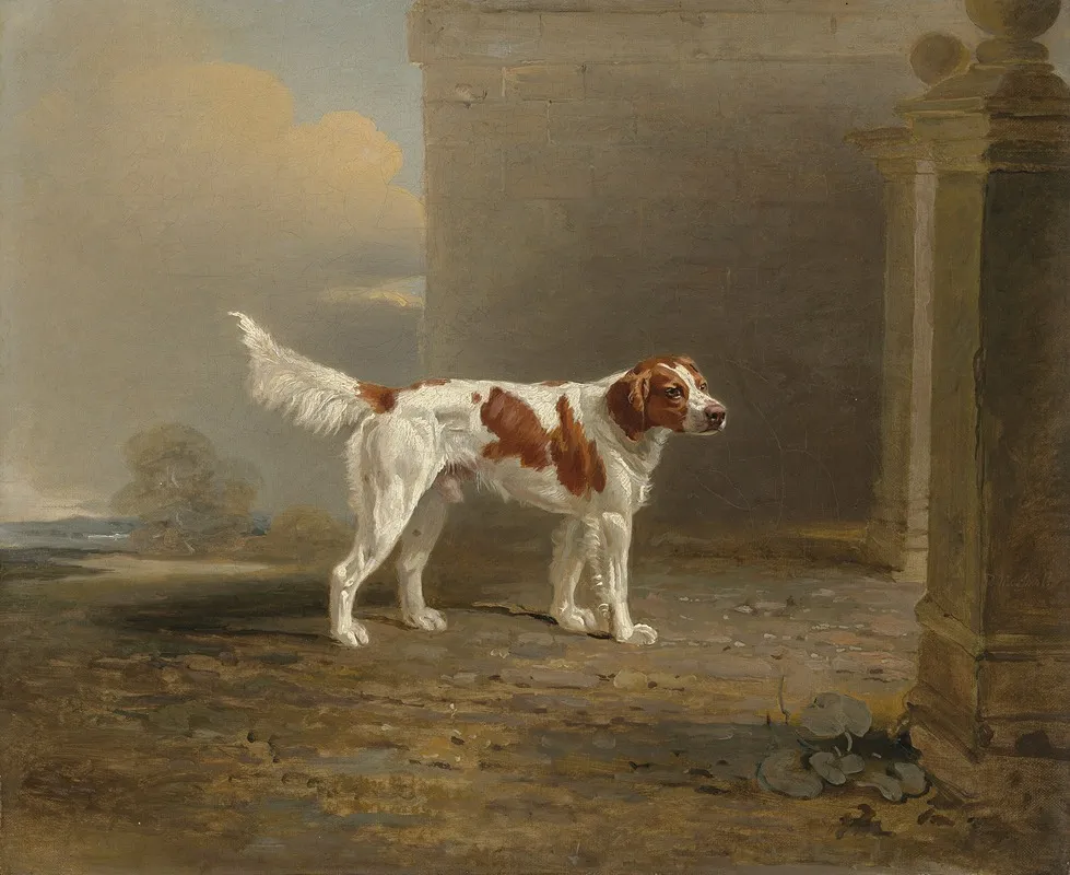 A White Setter In A Landscape By A Gateway Wall Art by Ben Marshall - High-Resolution Digital Print