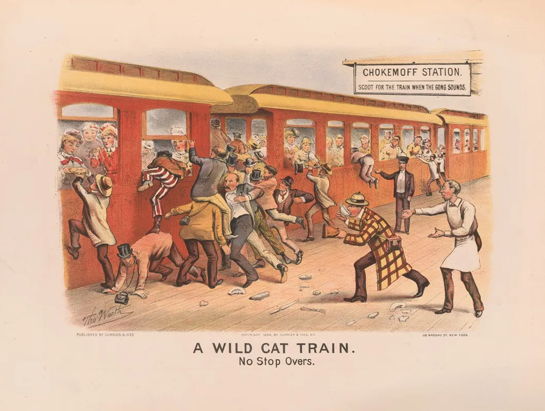 A Wild Cat Train No Stop Overs Wall Art by Thomas Worth - High-Resolution Digital Print