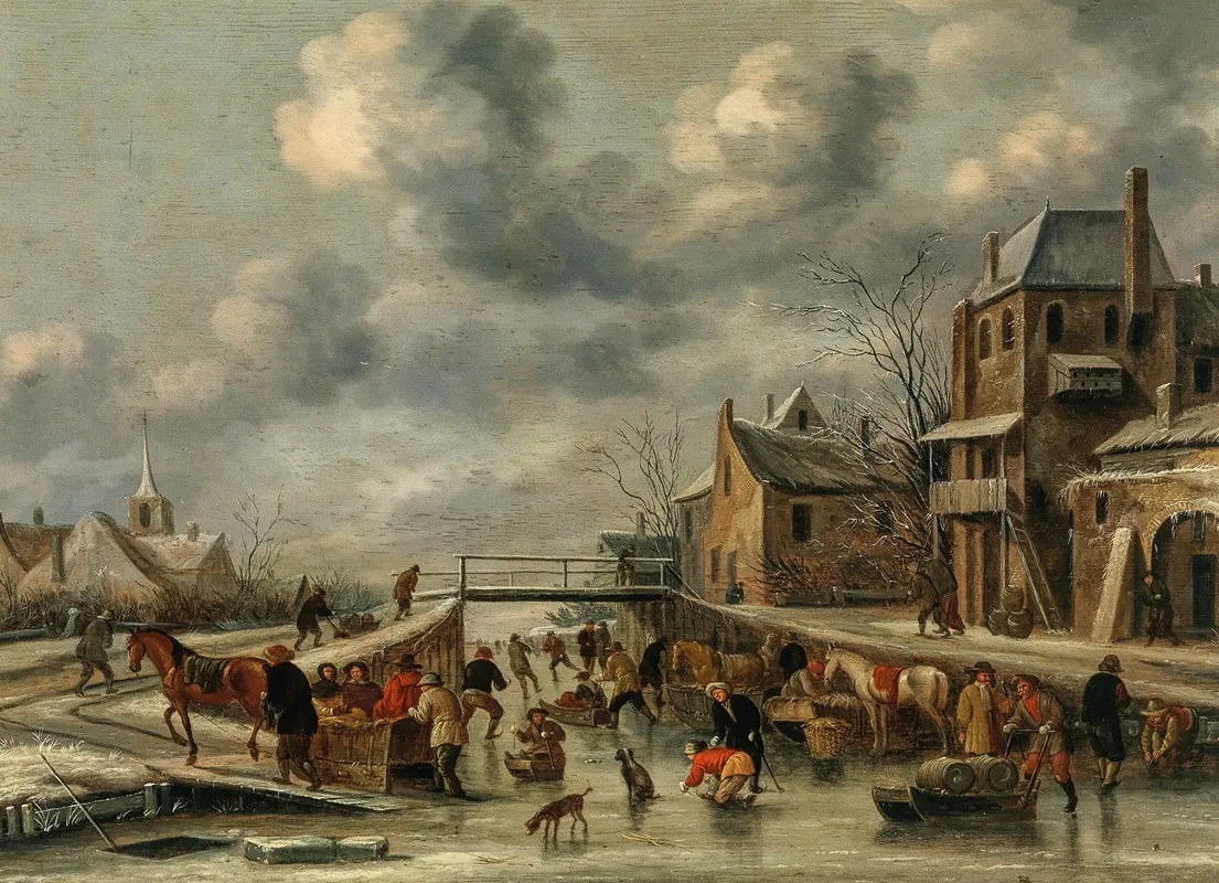A Winter Landscape With Skaters On A Frozen River 3