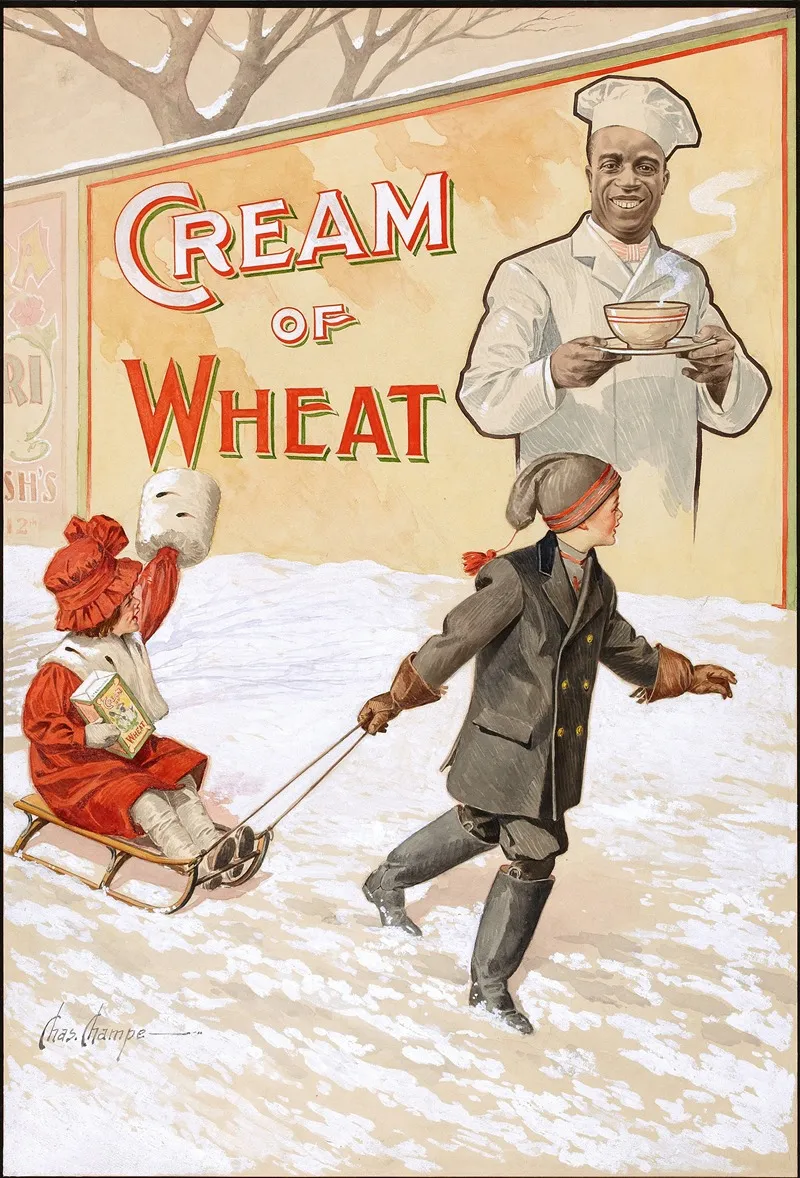 A Winter Scene Cream Of Wheat Ad Illustration Wall Art by Charles Champe - High-Resolution Digital Print