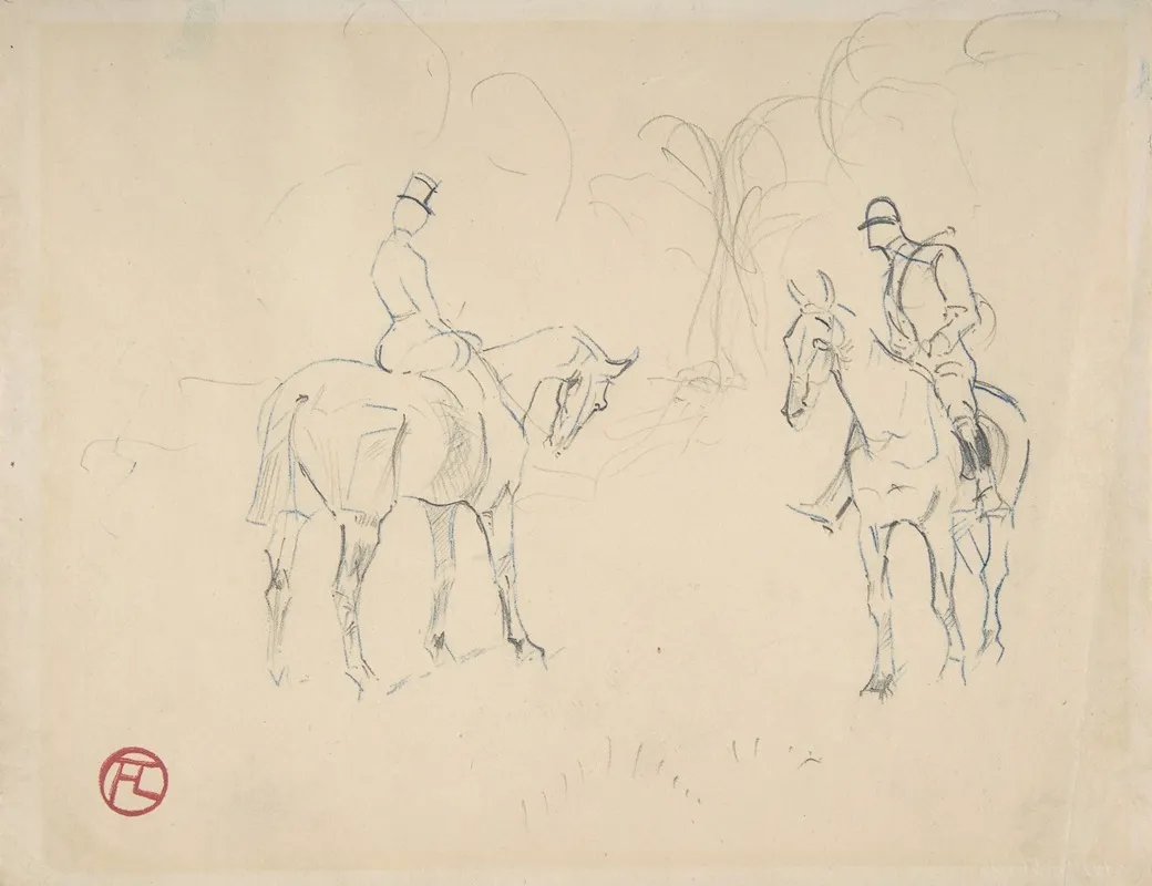 A Woman And A Man On Horseback Wall Art by Henri de Toulouse-Lautrec - High-Resolution Digital Print