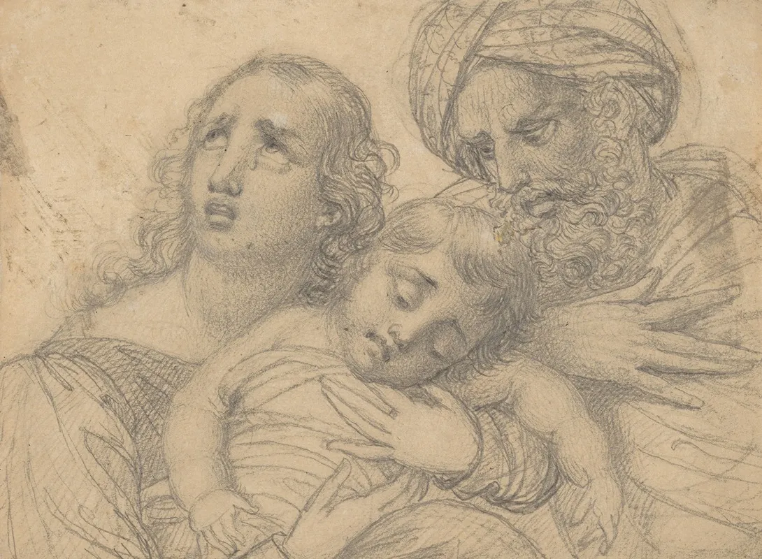 A Woman And A Turbaned Man In Despair With A Young Child Wall Art by François-Joseph Navez - High-Resolution Digital Print