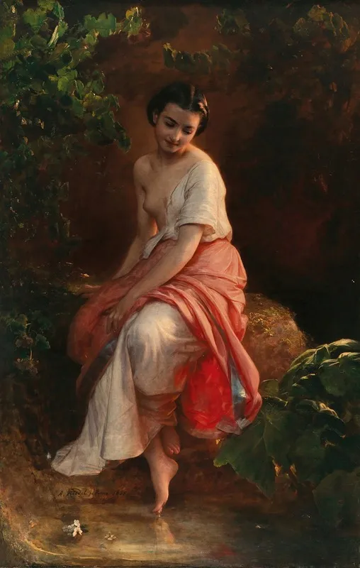 A Woman Bathing Wall Art by August Riedel - High-Resolution Digital Print
