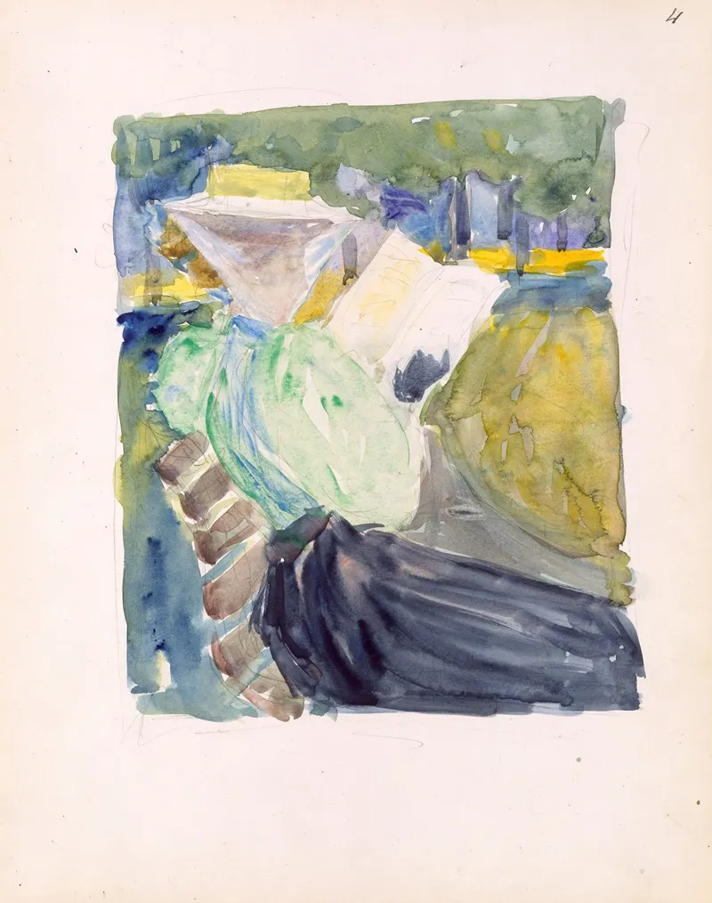 A Woman Reading In The Park Wall Art by Maurice Prendergast - High-Resolution Digital Print