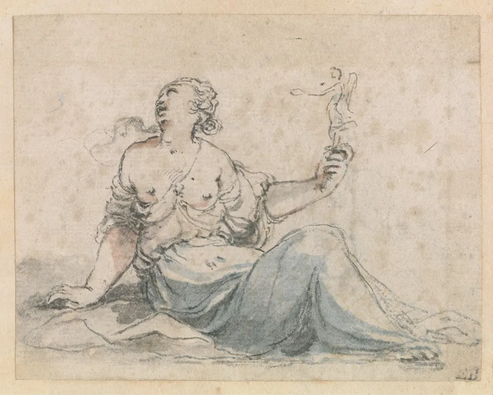 A Woman Seated And Holding An Image Wall Art by Peter Oliver - High-Resolution Digital Print