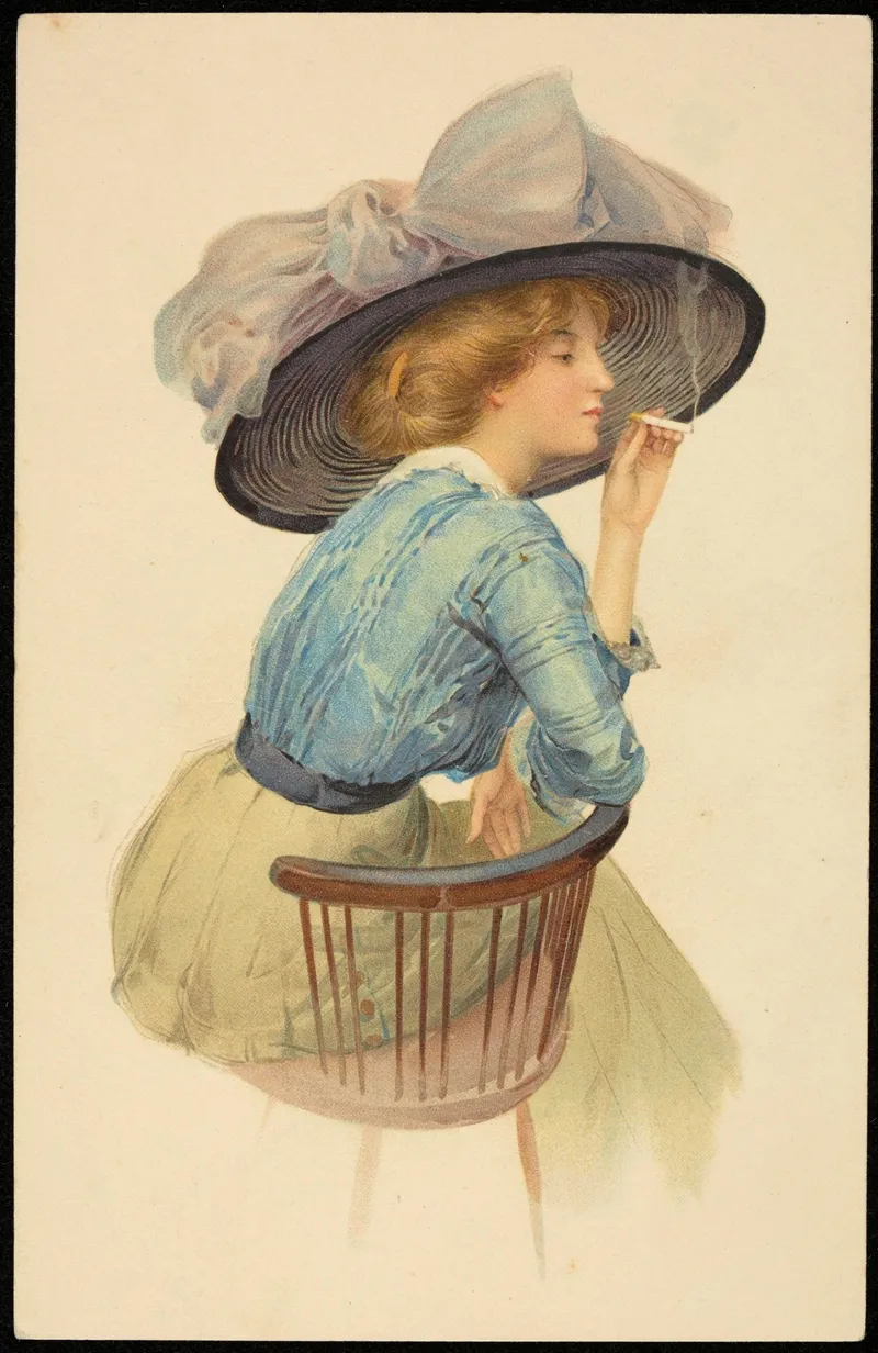 A Woman Smoking A Cigarette Wall Art by M. M. Vienne - High-Resolution Digital Print