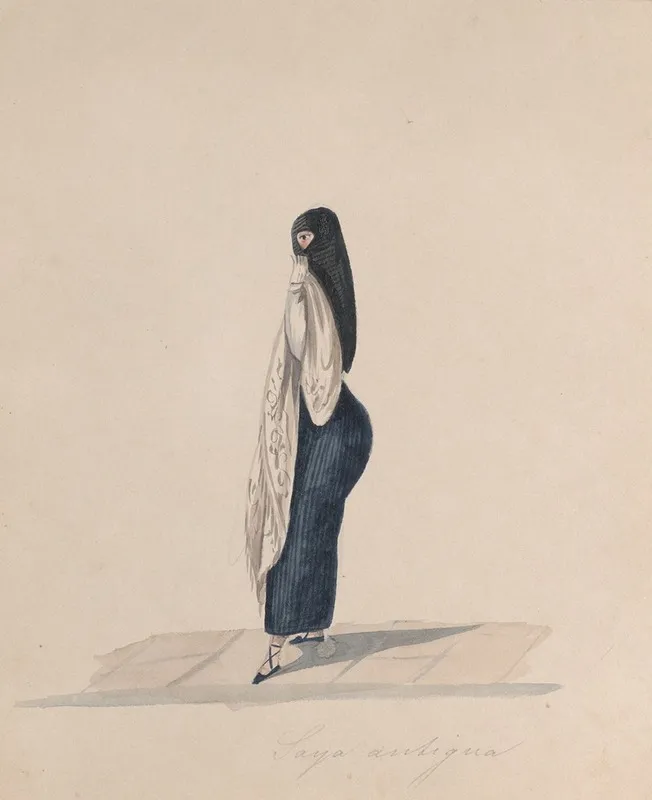 A Woman Wearing The Saya Standing In Profile 2 Wall Art by Francisco Fierro - High-Resolution Digital Print