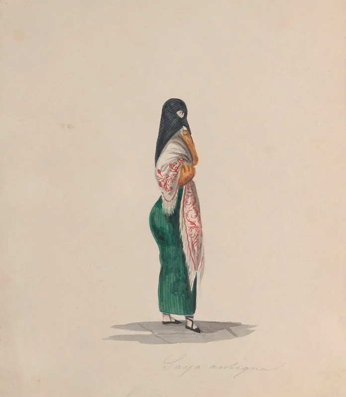 A Woman Wearing The Saya Standing In Profile Wall Art by Francisco Fierro - High-Resolution Digital Print