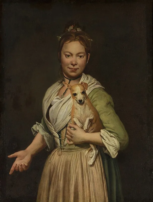 A Woman With A Dog 2 Wall Art by Giacomo Ceruti - High-Resolution Digital Print