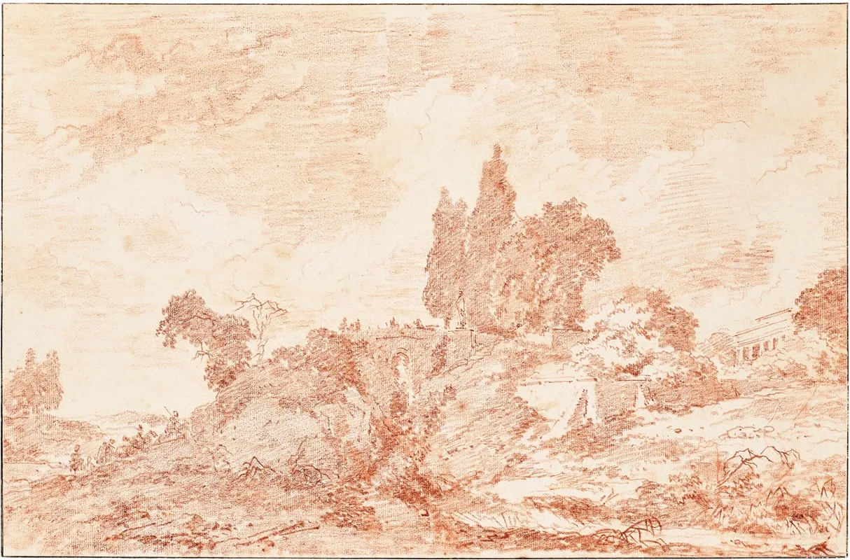 A Wooded Landscape With A Distant Villa