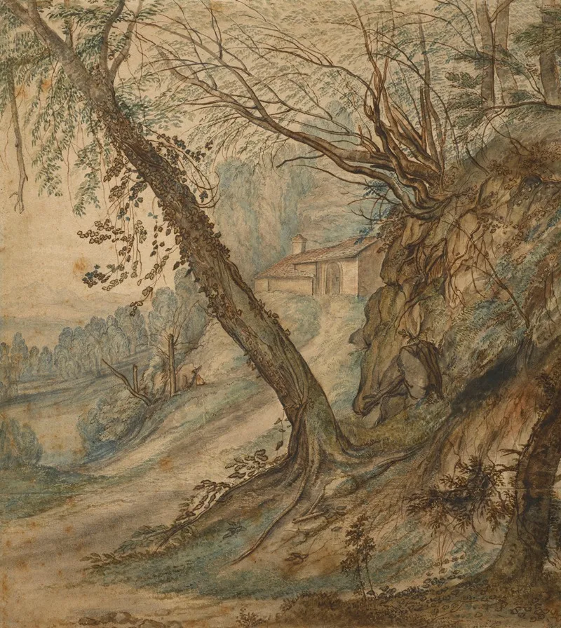 A Wooded Landscape With A Path To A House Wall Art by Lucas Achtschellinck - High-Resolution Digital Print