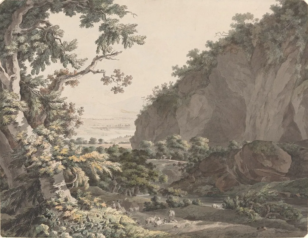A Wooded Valley With Rocky Cliffs Wall Art by Johann Conrad Steiner - High-Resolution Digital Print
