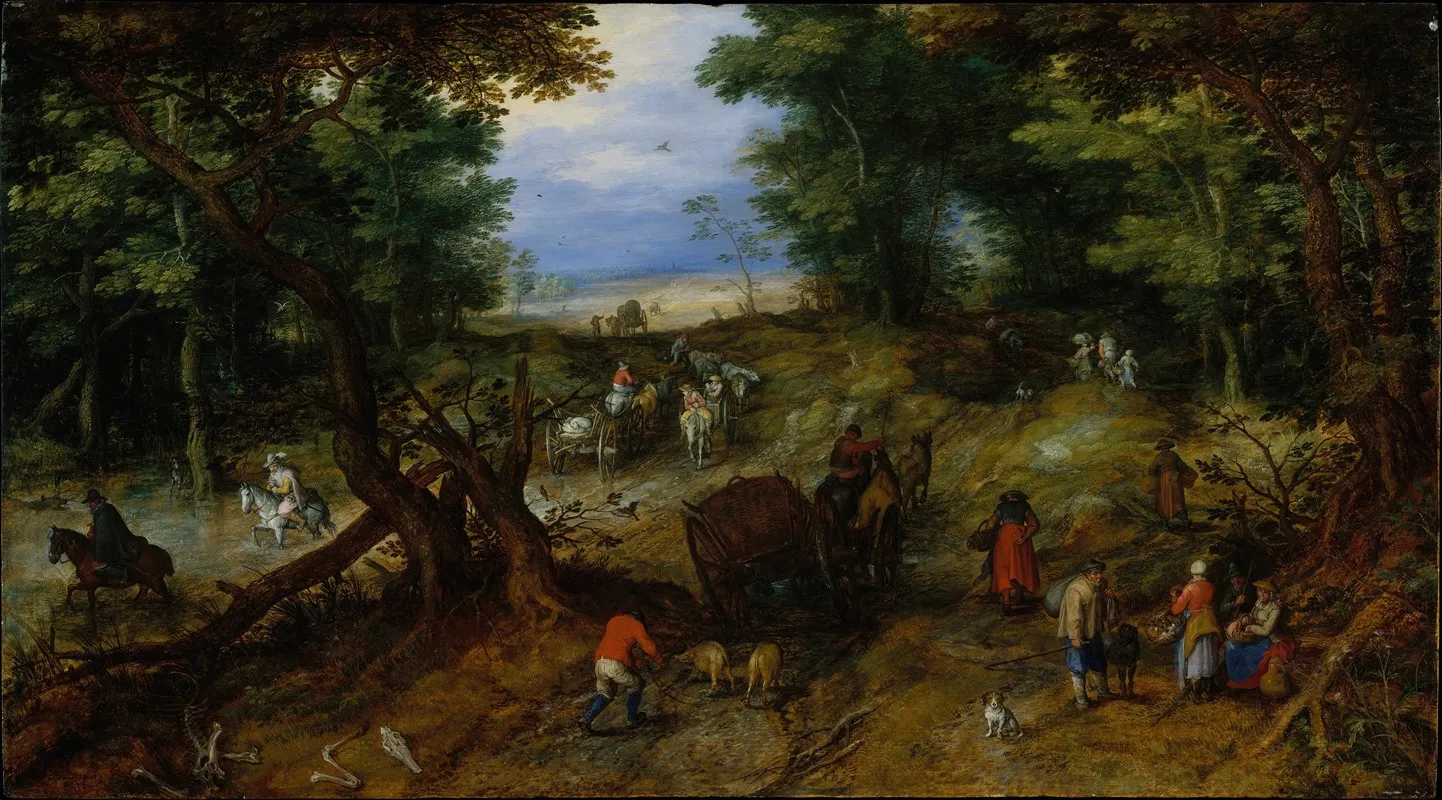 A Woodland Road With Travelers Wall Art by Jan Brueghel The Elder - High-Resolution Digital Print
