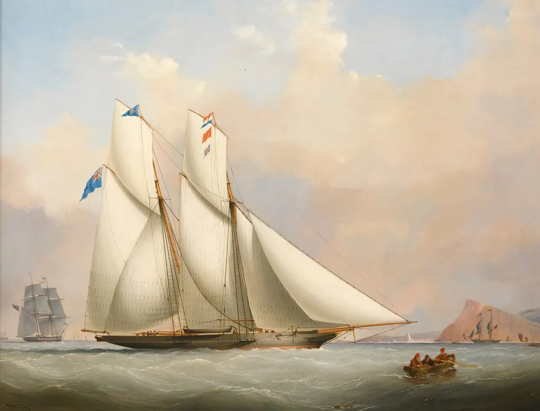 A Yacht And A Norwegian Coaster In A Storm Wall Art by Nicholas Matthew Condy - High-Resolution Digital Print