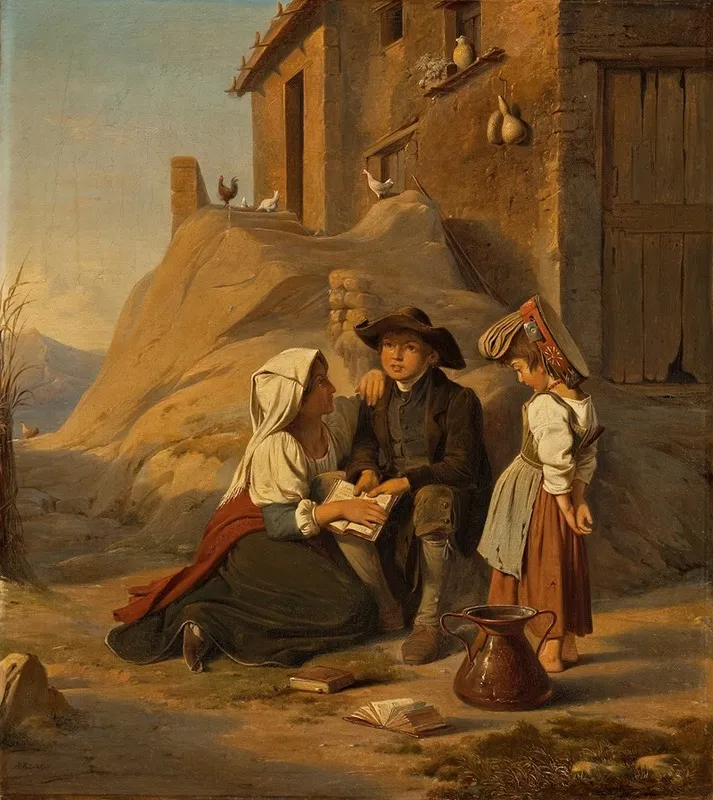 A Young Abbate Recites His Lesson To His Sister Wall Art by Albert Küchler - High-Resolution Digital Print