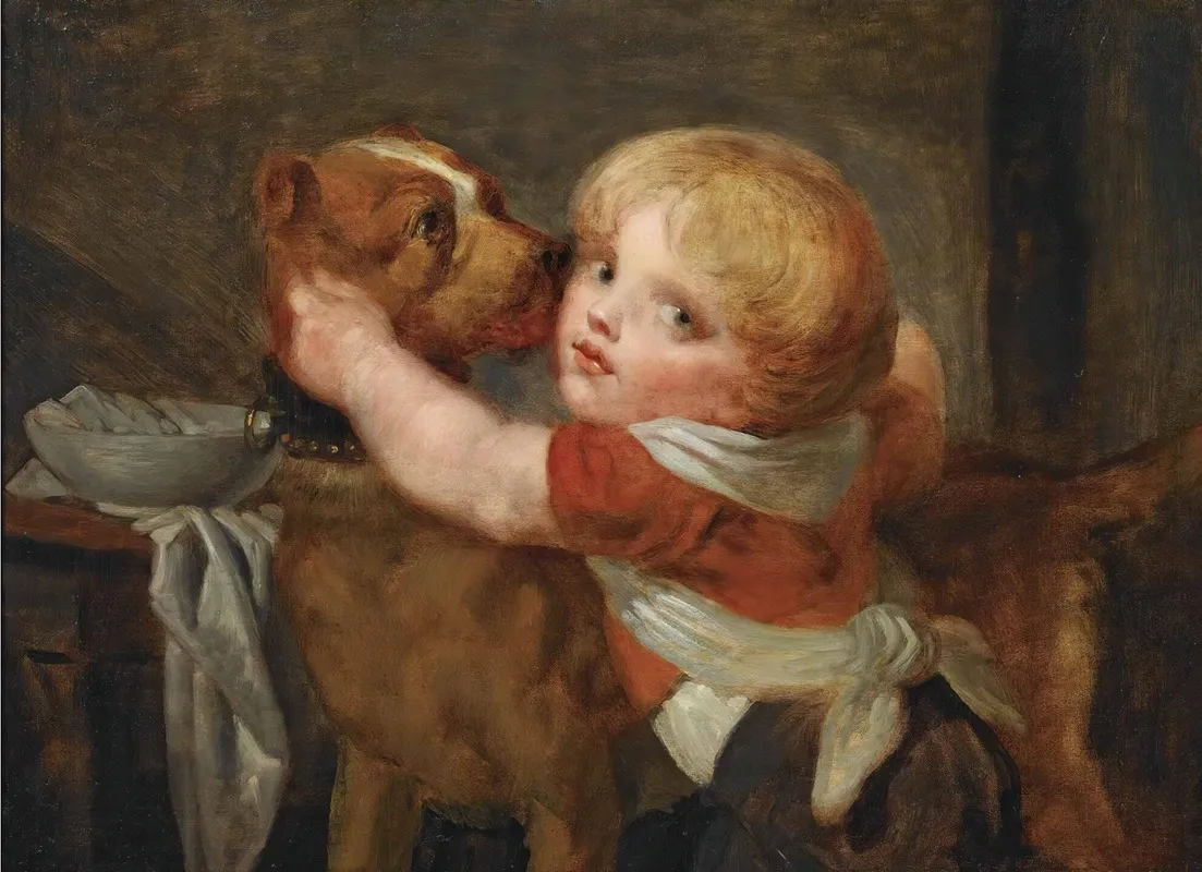 A Young Boy With A Dog Wall Art by Jean-Baptiste Greuze - High-Resolution Digital Print
