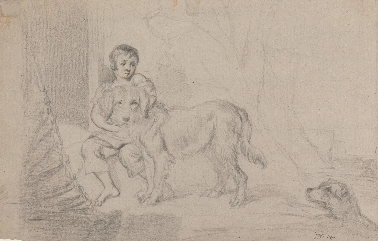 A Young Boy With Dogs