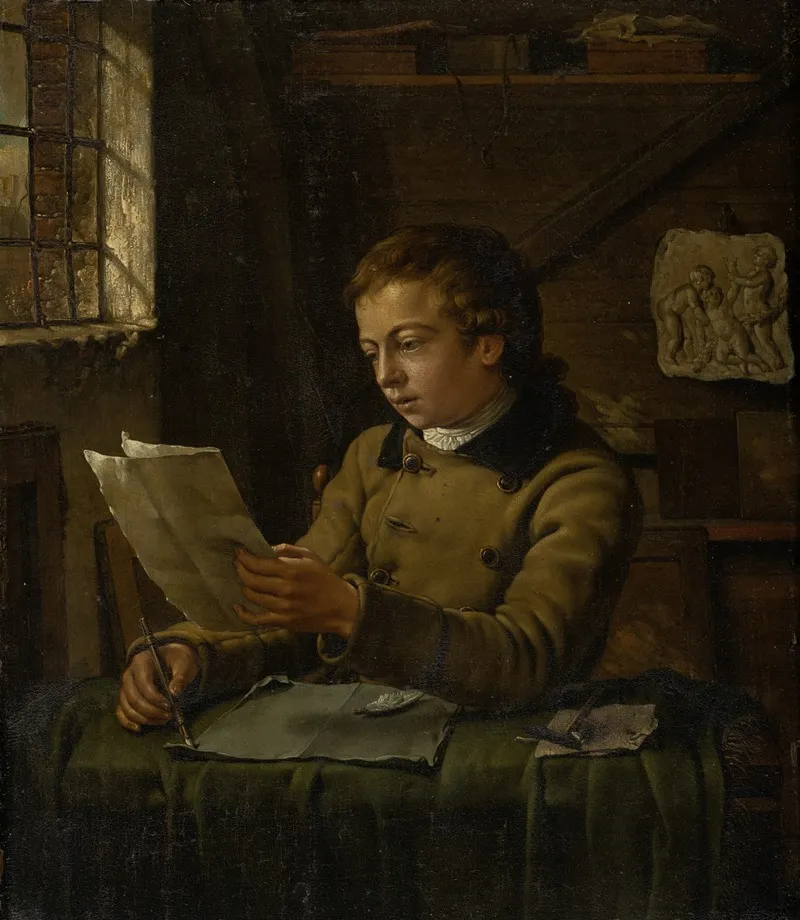 A Young Draughtsman At Work In His Studio Wall Art by Jan Ekels the Younger - High-Resolution Digital Print