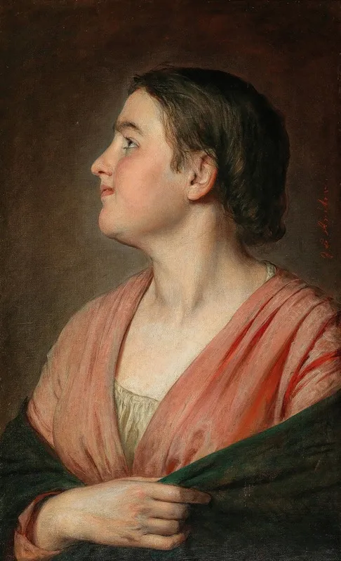 A Young Girl In Profile Wall Art by Johann Baptist Reiter - High-Resolution Digital Print