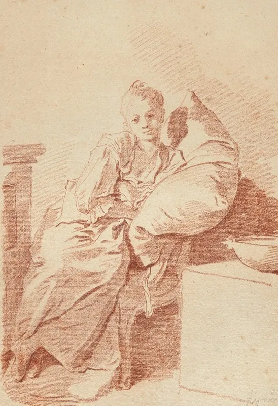 A Young Girl Seated In An Interior Leaning Against A Pillow La Jeune Malade