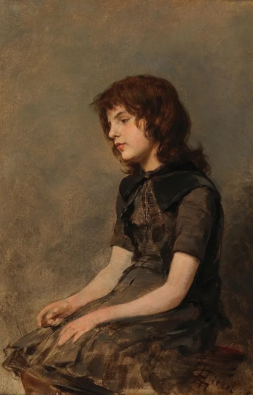 A Young Girl Sitting Wall Art by Hermann Giesel - High-Resolution Digital Print