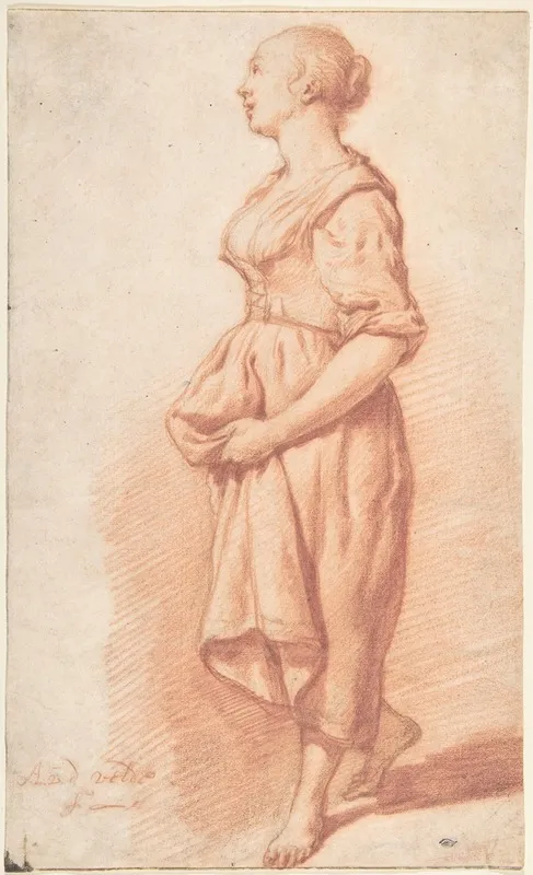 A Young Girl Walking To The Left