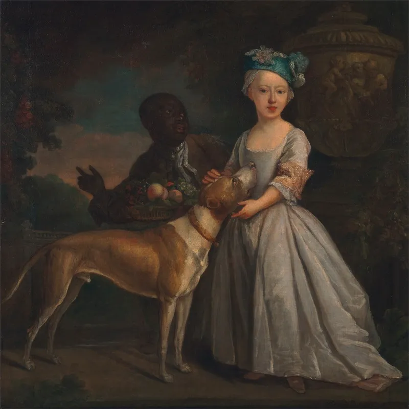 A Young Girl With A Dog And A Page Wall Art by Bartholomew Dandridge - High-Resolution Digital Print
