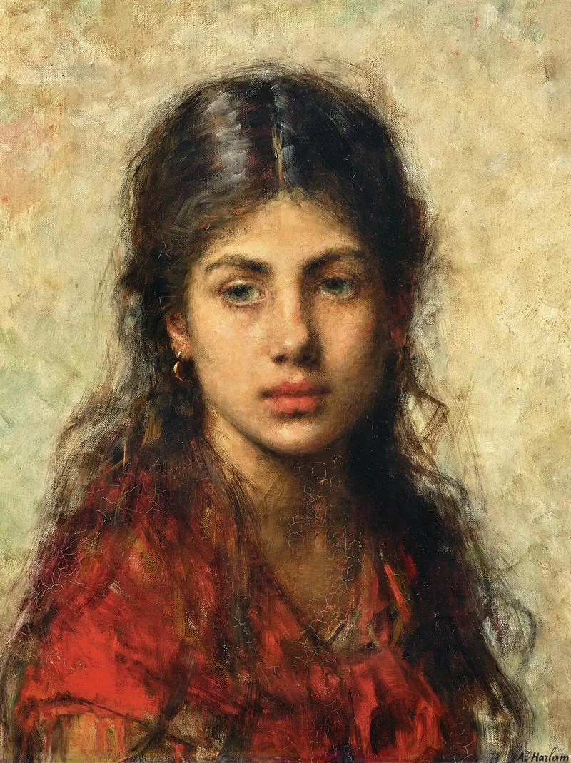 A Young Girl With A Red Shawl