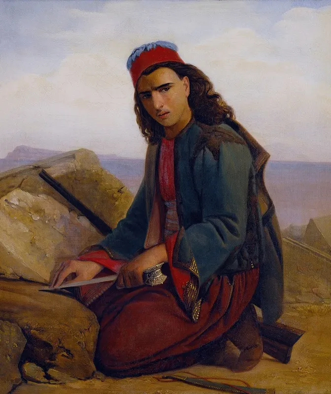 A Young Greek Sharpening His Dagger Wall Art by Louis Léopold Robert - High-Resolution Digital Print