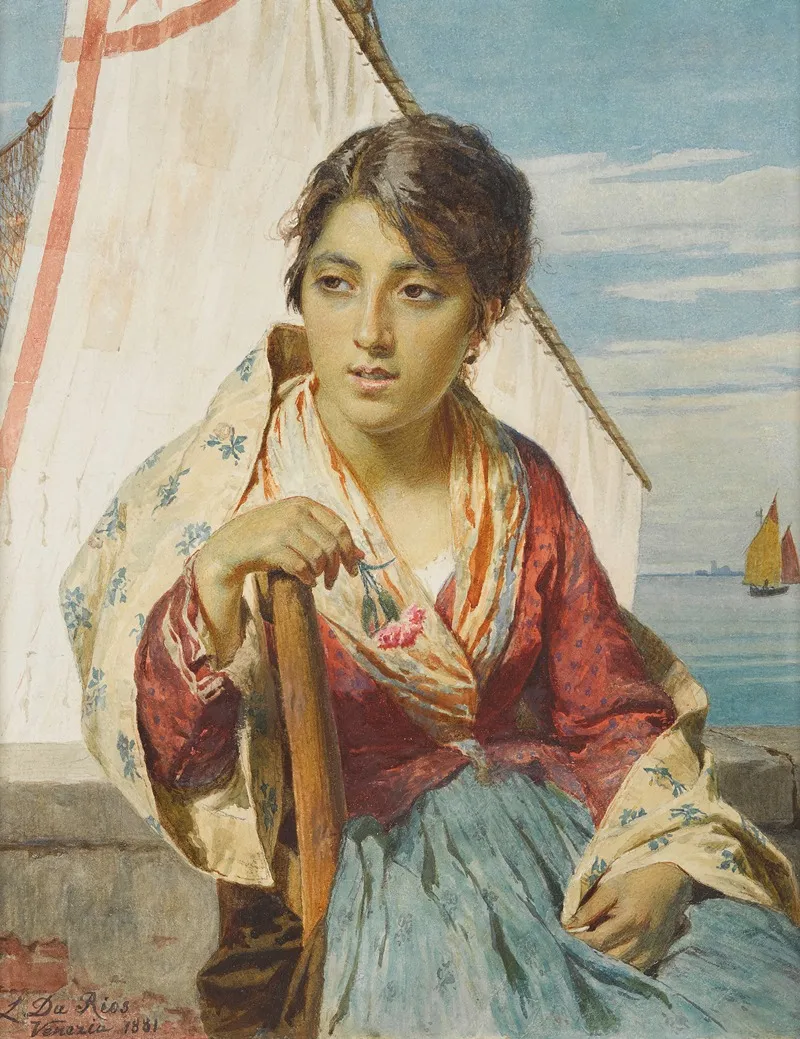 A Young Italian Fisher Woman Wall Art by Luigi da Rios - High-Resolution Digital Print