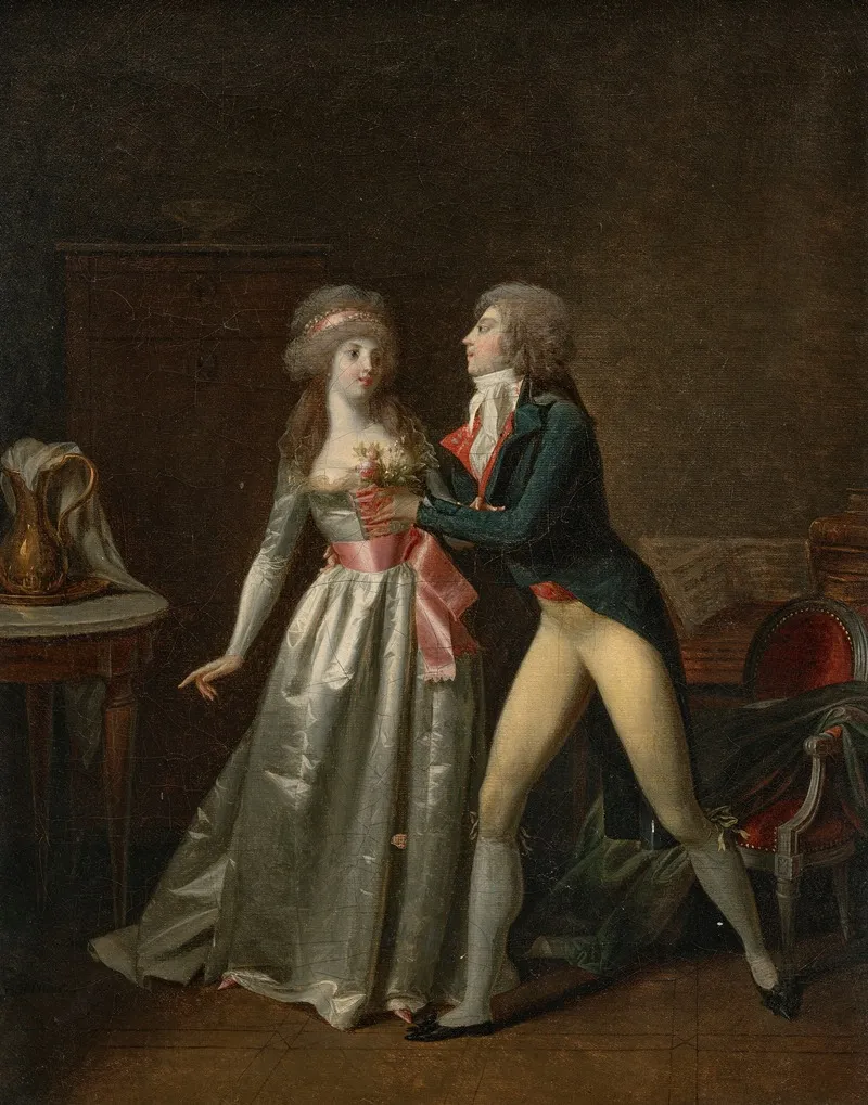 A Young Man Proposing To A Lady In An Interior Wall Art by Jean-Simon Fournier - High-Resolution Digital Print