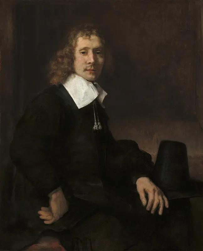 A Young Man Seated At A Table Possibly Govaert Flinck Wall Art by Rembrandt van Rijn - High-Resolution Digital Print