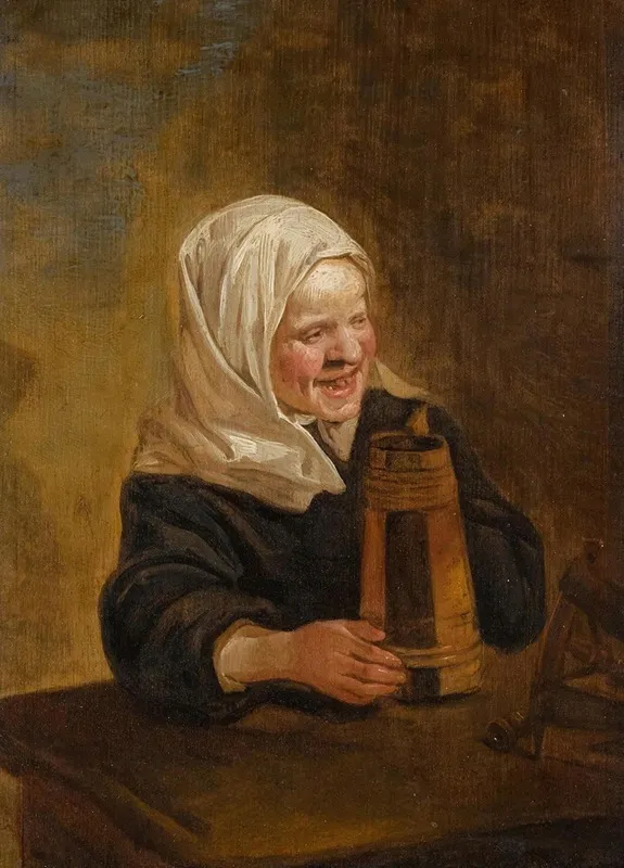A Young Peasant Girl With A Beer Jug Wall Art by Harmen Hals - High-Resolution Digital Print